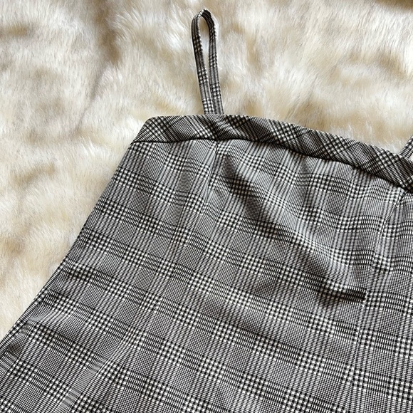 Forever 21 + Plus Motel Glen Plaid Gingham Check Gray Spaghetti Strap Mini Dress - Picture 4 of 8